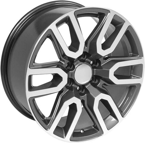 إطارات وإطارات OE Wheels CV36 مقاس 20 بوصة تناسب طراز Sierra 1500 مقاس 6x139.7 20x9 مصنوعة من المعدن اللامع - هولاندر 5914 - TS-37 AT 275/55-20 (مجموعة من 4) in Saudi Arabia