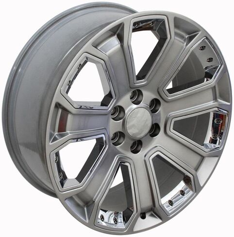 OE Wheels CV93 20 Inch Rims and Tires Fit Silverado 1500 Style 6x139.7 20x8.5 Gloss Hyper Black with Chrome Insert - Hollander 5660 - TS-37 AT 275/55-20 (Set of 4) in Saudi Arabia