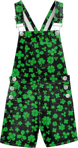 AOBUTE Mardi Gras Denim Overalls for Kids Carnival Fleur De Lis Printed Jumpsuit 5-15 Years in Saudi Arabia