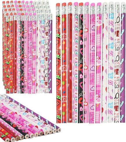 Valentines Pencils for Kids Bulk 48 PCS - Patterns Woodcase Lead Pencils for Holiday Goodie Bags Fillers Gifts School Classroom Rewards in Saudi Arabia