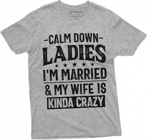 Men's Funny Calm Down Ladies T-Shirt Anniversary Marriage My Wife is Kind of Crazy Shirt in Saudi Arabia