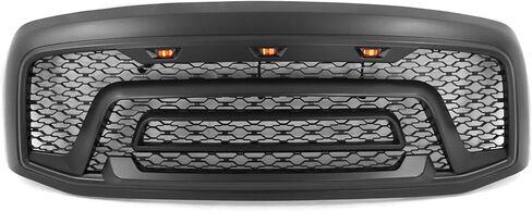 IKON MotorSports، شبكة متوافقة مع 2006-2008 دودج رام 1500؛ 2006-2009 Ram 2500 3500، غطاء المصد الأمامي لشبكة ABS باللون الأسود غير اللامع، واقي الشواية العلوي مع أضواء الإشارة in Kuwait