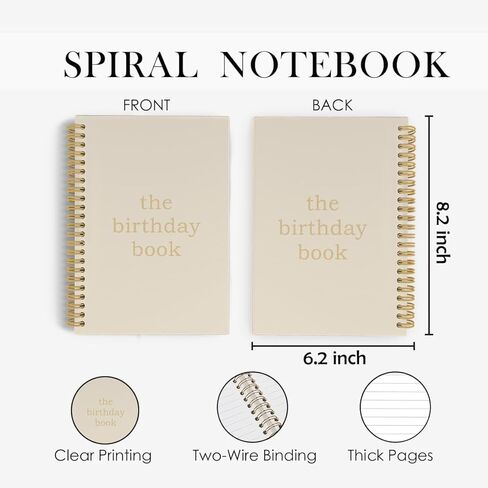 The Birthday Book Journal, Baby Birthday Memory Spiral Notebook, Childhood Kids Memory 5.5"X8.3" 164Pages Lined Notebooks College Ruled, Keepsake Babymemory Notebook for New Mom in Saudi Arabia
