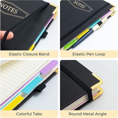 M&G Hardcover Spiral Notebook, 5 Subject Noteboook College Ruled 300 Page, Large 8"x10" B5 Notebooks for Work School, Lined Journal for Women & Men, Black in Saudi Arabia