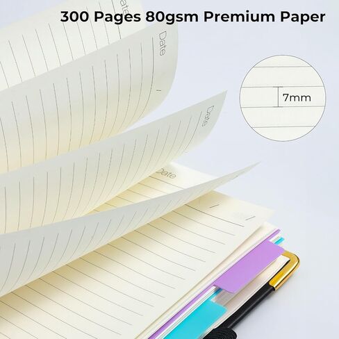 M&G Hardcover Spiral Notebook, 5 Subject Noteboook College Ruled 300 Page, Large 8"x10" B5 Notebooks for Work School, Lined Journal for Women & Men, Black in Saudi Arabia