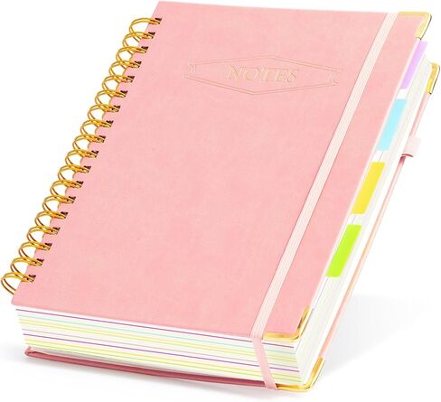M&G Hardcover Spiral Notebook, 5 Subject Noteboook College Ruled 300 Page, Large 8"x10" B5 Notebooks for Work School, Lined Journal for Women & Men, Black in Saudi Arabia
