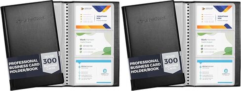 Professional Business Card Holder/Book with Black Cover, Holds 300 Business Cards in Saudi Arabia