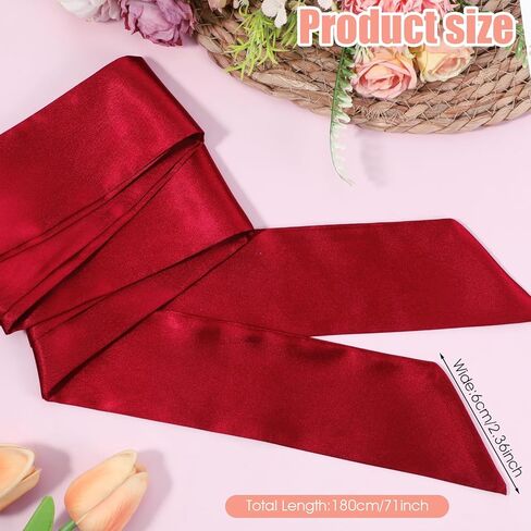 Red Sash Belt Satin Belt Women Dress Sash 70 InchSilk Sashes Ribbon Belts for Dress Long Wedding Sashes Belts Bridal Waist for Party Special Occasion Ribbon Costume Accessories, 2.4 Inch Wide in Saudi Arabia