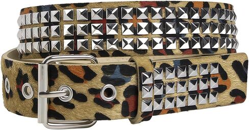JUMISEE Y2K Leopard Print Belt for Women Girls Punk Studded Rivets Waist Belt PU Leather Skinny Cowboy Belts in Saudi Arabia