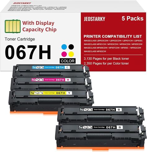 067H 067 مجموعة خرطوشة حبر بديلة لـ Canon 067H متوافقة مع Color ImageClass MF652Cw MF656Cdw LBP632Cdw MF654Cdw MF653Cdw LBP633Cdw MF650C LBP630C طابعة عالية الإنتاجية 5 عبوات in Kuwait