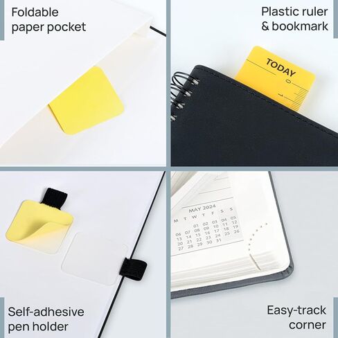 مخطط POPRUN الشهري 2026-2027 (متوسط ​​6.5 بوصة × 8.5 بوصة) تقويم 18 شهرًا (يناير 2026 - يونيو 2027) - 4 صفحات في الشهر مع النفقات والملاحظات، علامات تبويب تشبه الدرج، غطاء جلدي، يبدأ يوم الأحد - بني in Kuwait