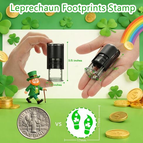 Small Self-Inking Leprechaun Footprints Stamp for Holiday Crafting St. Patrick's Day Decorations Party Supplies Irish Rubber St. Patrick’s Stamps Leprechaun Trap Feet Stamp in Kuwait