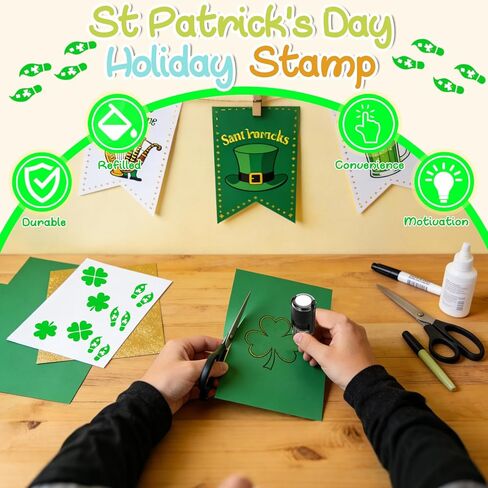 Small Self-Inking Leprechaun Footprints Stamp for Holiday Crafting St. Patrick's Day Decorations Party Supplies Irish Rubber St. Patrick’s Stamps Leprechaun Trap Feet Stamp in Kuwait