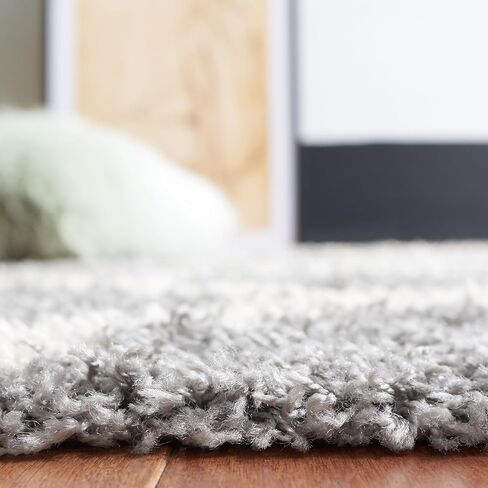 SAFAVIEH Dallas Shag Collection Runner Rug - 2'3" x 10', Grey & Ivory, Trellis Design, Non-Shedding & Easy Care, 1.5-inch Thick Ideal for High Traffic Areas in Living Room, Bedroom (SGD257G) in Saudi Arabia