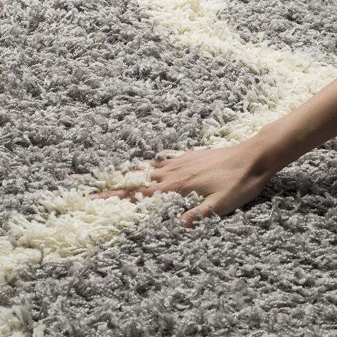 SAFAVIEH Dallas Shag Collection Runner Rug - 2'3" x 10', Grey & Ivory, Trellis Design, Non-Shedding & Easy Care, 1.5-inch Thick Ideal for High Traffic Areas in Living Room, Bedroom (SGD257G) in Saudi Arabia