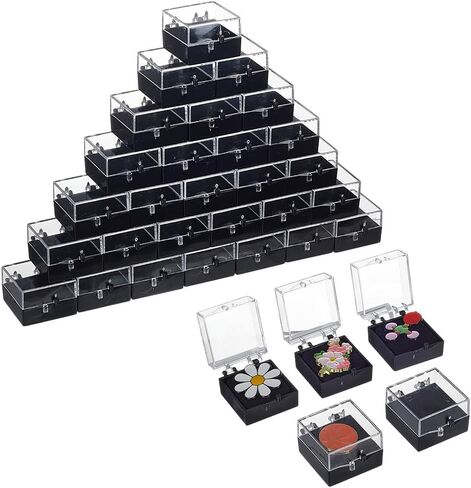 WEBEEDY 36 Pcs Clear Gift Box for Pin, Pin Display Case With Foam Insert, Jewelry Badge Lapel Pins Gift Box Small Display Storage Boxes for Brooch Pins Medal Rings,1.1x1.1x0.8 Inch in Saudi Arabia