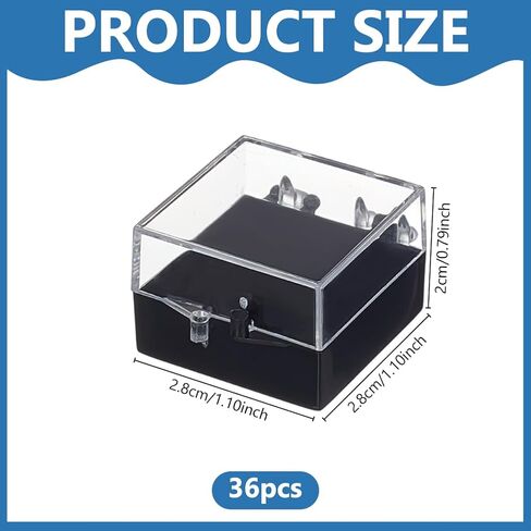 WEBEEDY 36 Pcs Clear Gift Box for Pin, Pin Display Case With Foam Insert, Jewelry Badge Lapel Pins Gift Box Small Display Storage Boxes for Brooch Pins Medal Rings,1.1x1.1x0.8 Inch in Saudi Arabia