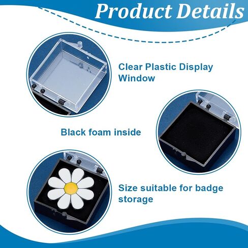 WEBEEDY 36 Pcs Clear Gift Box for Pin, Pin Display Case With Foam Insert, Jewelry Badge Lapel Pins Gift Box Small Display Storage Boxes for Brooch Pins Medal Rings,1.1x1.1x0.8 Inch in Saudi Arabia