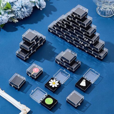 WEBEEDY 36 Pcs Clear Gift Box for Pin, Pin Display Case With Foam Insert, Jewelry Badge Lapel Pins Gift Box Small Display Storage Boxes for Brooch Pins Medal Rings,1.1x1.1x0.8 Inch in Saudi Arabia