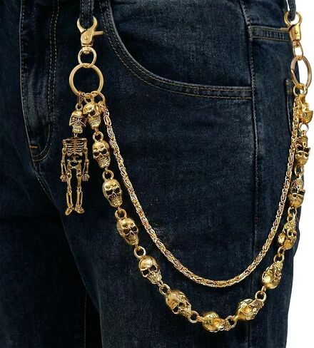Skull Wallet Chain for Men – Gothic Punk Biker Jean Chain, Heavy Metal Pants Keychain, Belt & Wallet Accessory in Saudi Arabia