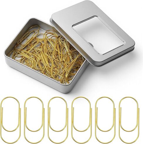 50 PCS Large Gold Paper Clips with Tin Box 2 Inch Paper Clips Jumbo Gold Paper-Clip Non Skid Smooth Finish Steel Wire Office Supply Invitation Accessories in Saudi Arabia