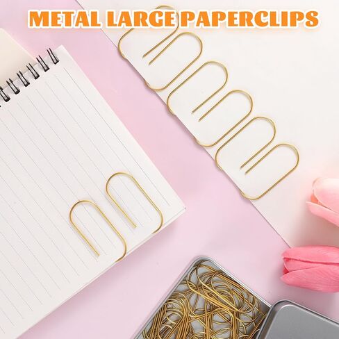 50 PCS Large Gold Paper Clips with Tin Box 2 Inch Paper Clips Jumbo Gold Paper-Clip Non Skid Smooth Finish Steel Wire Office Supply Invitation Accessories in Saudi Arabia