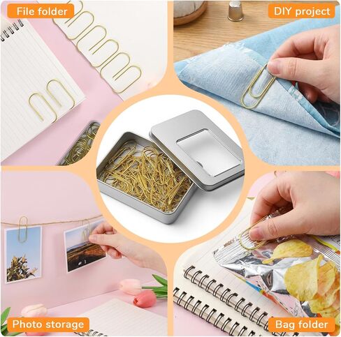 50 PCS Large Gold Paper Clips with Tin Box 2 Inch Paper Clips Jumbo Gold Paper-Clip Non Skid Smooth Finish Steel Wire Office Supply Invitation Accessories in Saudi Arabia
