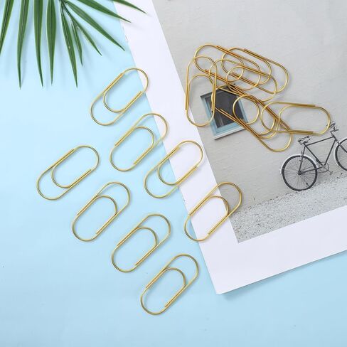 50 PCS Large Gold Paper Clips with Tin Box 2 Inch Paper Clips Jumbo Gold Paper-Clip Non Skid Smooth Finish Steel Wire Office Supply Invitation Accessories in Saudi Arabia