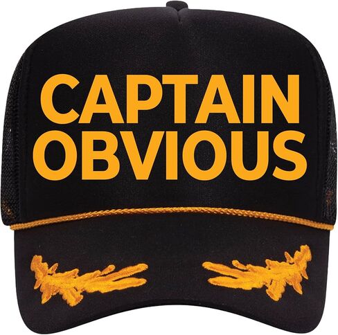 قبعة كابتن أوبفيوس - قبعة سائقي الشاحنات المضحكة للرجال والنساء باللون الأسود/الذهبي in Kuwait