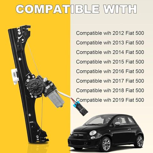 منظم نافذة الطاقة الأمامي الأيسر ومجموعة المحرك متوافق مع Fiat 500 1.4L 2012-2019، يستبدل أرقام الأجزاء 751-648 68070267AC 68070267AD 68070267AE - جانب السائق in Saudi Arabia