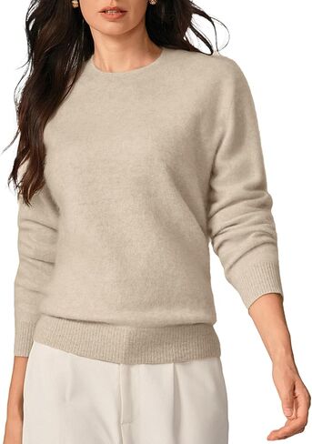 KVSS Cashmere Sweater for Women Crewneck Fuzzy Warm Nap Cozy Pullover Sweaters Long Sleeve | Luxury from Inner Mongolia in Saudi Arabia