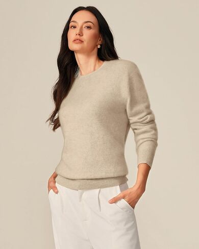 KVSS Cashmere Sweater for Women Crewneck Fuzzy Warm Nap Cozy Pullover Sweaters Long Sleeve | Luxury from Inner Mongolia in Saudi Arabia
