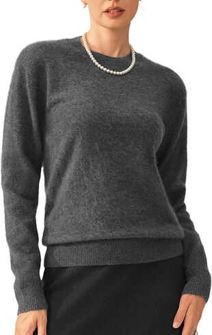 KVSS Cashmere Sweater for Women Crewneck Fuzzy Warm Nap Cozy Pullover Sweaters Long Sleeve | Luxury from Inner Mongolia in Saudi Arabia