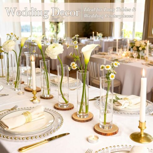 12 قطعة من المزهريات الزجاجية الأسطوانية للقطع المركزية، مزهريات زهور شفافة مقاس 7.5 بوصة للسيقان المفردة، مزهريات زجاجية صغيرة بكميات كبيرة لديكور المنزل وحفلات الزفاف in Kuwait