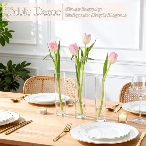 12 قطعة من المزهريات الزجاجية الأسطوانية للقطع المركزية، مزهريات زهور شفافة مقاس 7.5 بوصة للسيقان المفردة، مزهريات زجاجية صغيرة بكميات كبيرة لديكور المنزل وحفلات الزفاف in Kuwait