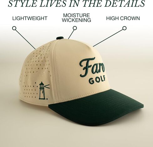 Golf Hat for Men and Women - Adjustable Snapback Cap with Flexible Fit - Lightweight, Breathable, and Sweat Resistant - OSFA Cream in Saudi Arabia