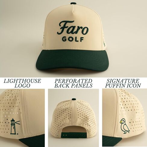 Golf Hat for Men and Women - Adjustable Snapback Cap with Flexible Fit - Lightweight, Breathable, and Sweat Resistant - OSFA Cream in Saudi Arabia