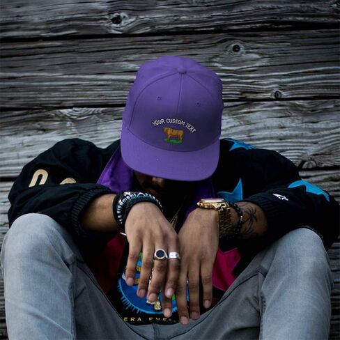 Custom Snapback Hats for Men & Women Western Farm Animal Cattle Brown Red Angus Bull Acrylic Flat Bill Baseball Cap Dark Grey Personalized Text Here in Saudi Arabia