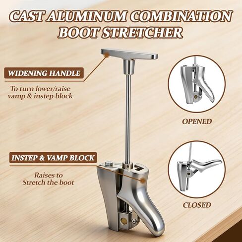 Zonon Boot Instep and Vamp Stretcher for Cowboy, Heavy Duty Metal Expander with Instep Stretching, Adjustable Adjustable Shaft & Leg Shoes Expander for Hiking, Work, Riding Boots in Saudi Arabia