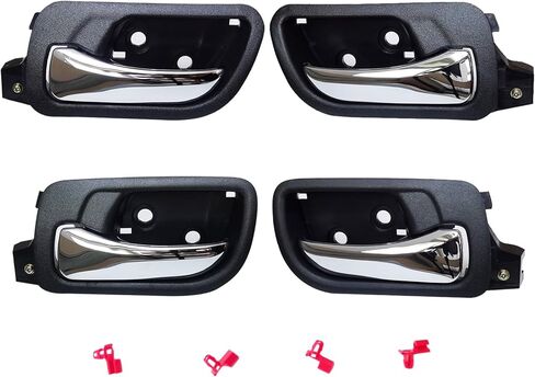 Set of 4 Interior Door Handles Fit for 2003-2007 Honda Accord Sedan, Front and Rear Driver & Passenger Side Replaces 79542, 72120SDAA02ZC, HO1353132, Black Bezel with Chrome Lever in Saudi Arabia
