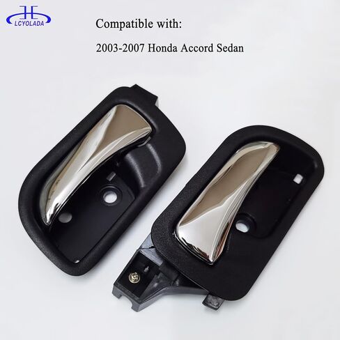 Set of 4 Interior Door Handles Fit for 2003-2007 Honda Accord Sedan, Front and Rear Driver & Passenger Side Replaces 79542, 72120SDAA02ZC, HO1353132, Black Bezel with Chrome Lever in Saudi Arabia