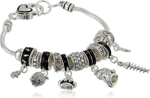 LTC Designs Themed Snake-Chain Charm Bracelets in Silver/Gold-toned Base Metal, 7.5" in Saudi Arabia
