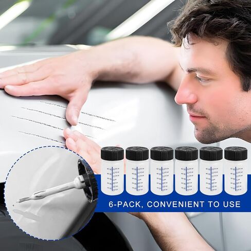 6 PCS 2 Oz Paint Touch Up Bottle, Empty Paints Container with Lid Brush Applicator Mixing Ball, Reusable 60 ml Fluid Capacity Leftover Paint Bottles for Fixing Car Scratches in Saudi Arabia