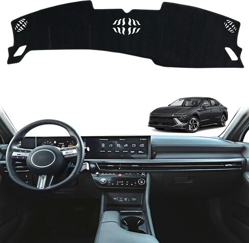 Non-Slip Dash Cover Dashboard Cover Mat Custom Fit Center Console Cover Sunshield Protector Pad Compatible with for Hyundai Sonata 2024 2025 Accessories Pad (Without HUD) (Black Trim) in Saudi Arabia