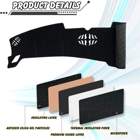 Non-Slip Dash Cover Dashboard Cover Mat Custom Fit Center Console Cover Sunshield Protector Pad Compatible with for Hyundai Sonata 2024 2025 Accessories Pad (Without HUD) (Black Trim) in Saudi Arabia