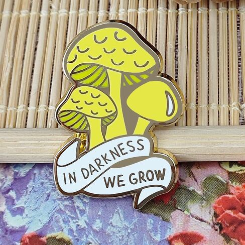 Ficsowy“In Darkness We Grow"Mushroom Enamel Pin - Gothic Nature Badge, Funny Lapel Accessory for Clothing, Bags, and Lanyards Backpacks & Jackets in Saudi Arabia