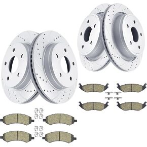 Front and Rear Brake Rotors Ceramic Brake Pads Truck & Tow Drilled and Slotted Brake Kit for DODGE RAM 1500 Durango Chrysler Aspen 5 LUG in Kuwait