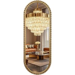 24x36 Inch Large Teardrop Wall Mirror with Bold Antique Gold Beaded Iron Metal Frame, Pointed Arch Vertical Vanity Mirror for Bathroom, Entryway, Bedroom, Living Room Wall Mounted in Kuwait