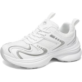 أحذية رياضية مكتنزة للنساء - أحذية رياضية للأب - أحذية رياضية بيضاء أنيقة - أحذية مشي مريحة للنساء in Kuwait