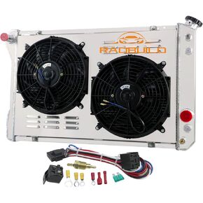 مشعاع ألومنيوم 3 صفوف + كفن + مروحة + مرحل لـ 82-92 تشيفي كامارو وبونتياك فايربيرد و89-90 جي إم سي P3500، 3 صفوف مشعاع + كفن مروحة ومرحل in Kuwait